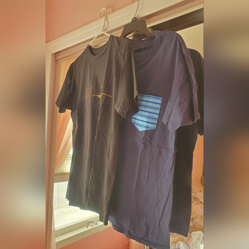 Black and Blue Striped Pocket T-Shirt